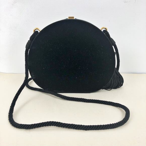 YSL Saint Laurent Womens Velvet Minaudiere Black Nero Shoulder Bag Tassel NWT - Picture 4 of 11